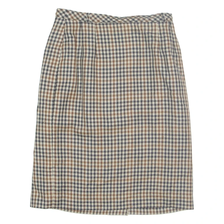Womens Straight Skirt Beige Knee Length Houndstooth M