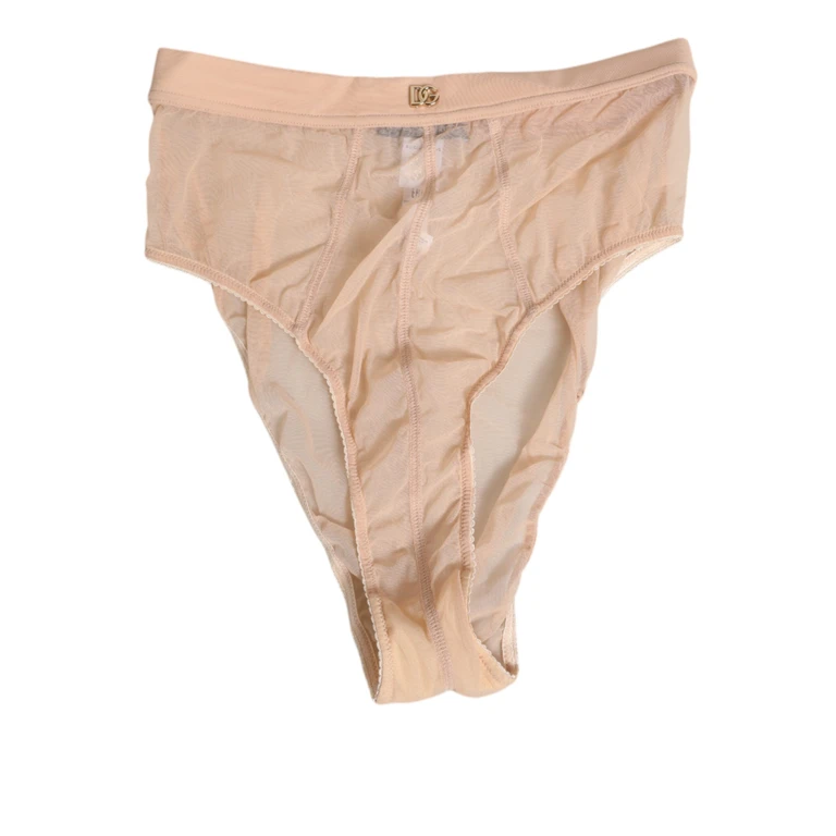 Beige Sheer Mesh High Waist Panty Underwear Polyamide Clothing - Women