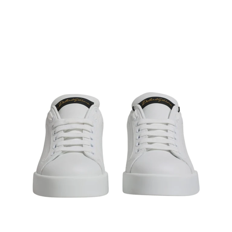 Dolce & Gabbana White Leather Classic Low Top Sneakers Shoes Black/white Calf - Women
