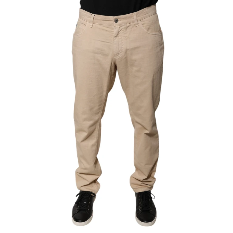 Dolce & Gabbana Beige Cotton Mid Waist Skinny Denim Jeans Clothing - Men
