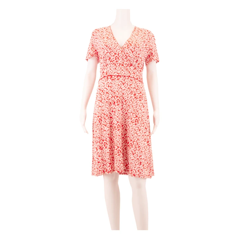 HOBBS LONDON Womens Fit & Flare Dress Red Viscose Floral Knee Length UK 12