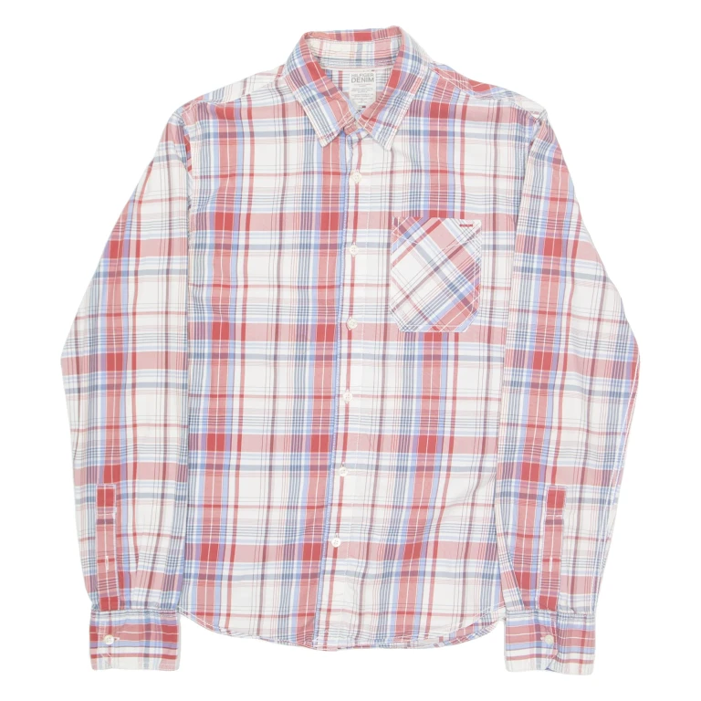 TOMMY HILFIGER Mens Shirt Red Check Long Sleeve S