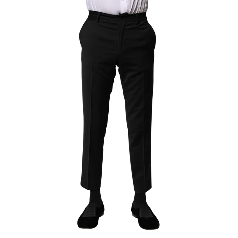 Black Wool Formal Men Cropped Pants Virgin - Men