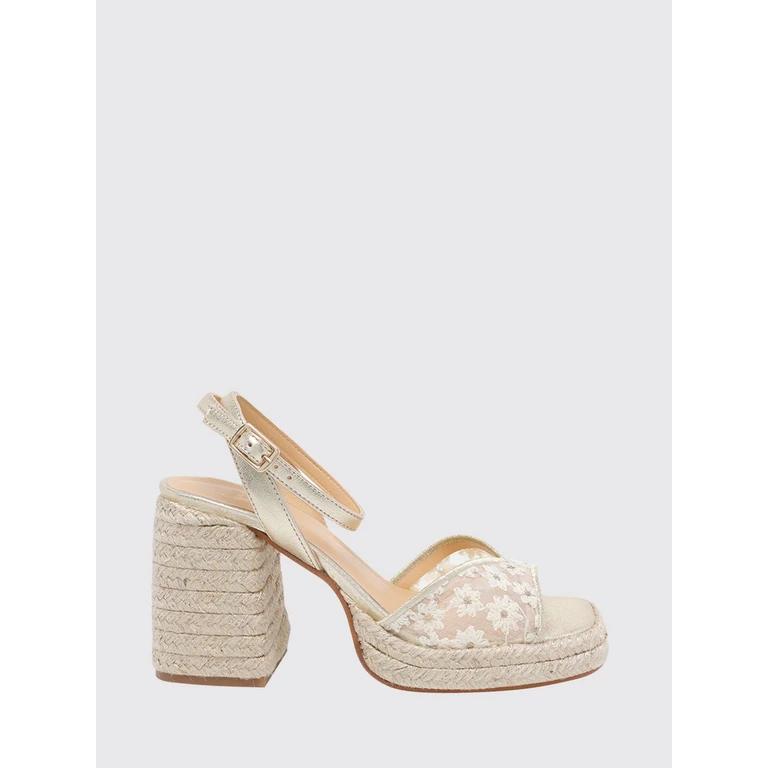 High-Heeled Platform Sandals in Floral Embroidered Mesh (0261684078)