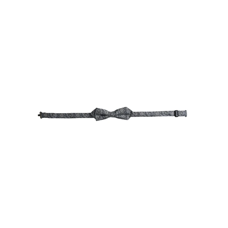 Dolce & Gabbana Gray Silk Patterned Adjustable Neck Men Bow Tie - Men