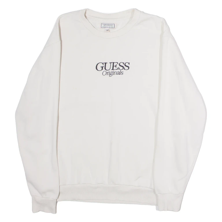 GUESS Mens Sweatshirt Cream Crew Neck M