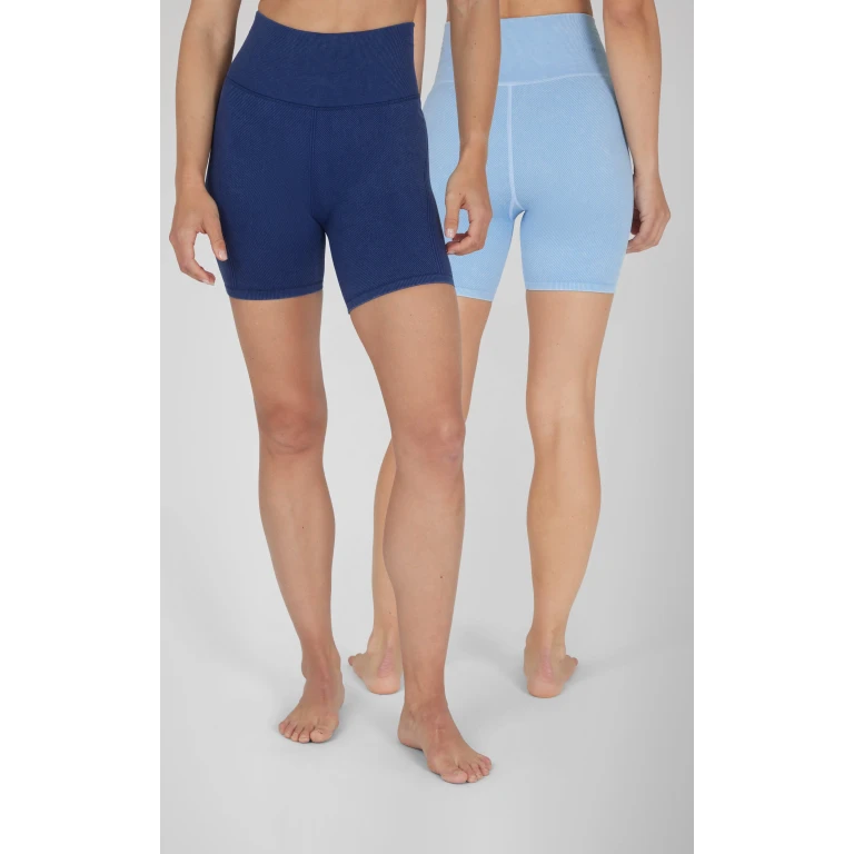2 PK Stonewash Ribbed Textured 5" Inseam Seamless Short