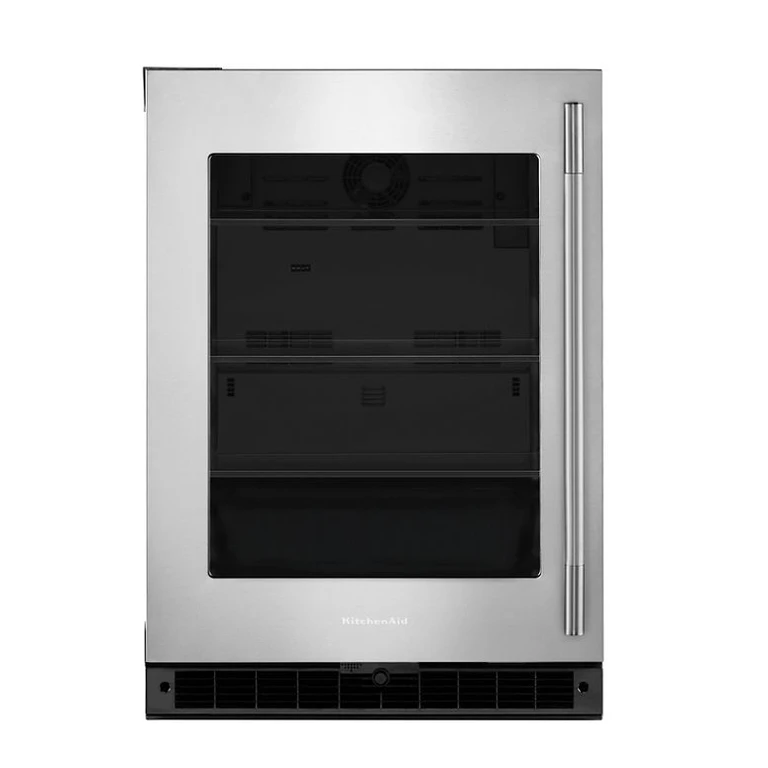 5.2 Cu. Ft. 24 in. Undercounter Refrigerator w/ Glass Door & Motion-Activated Led Lighting In Stainless Steel in Black Cabinet/Stainless Doors