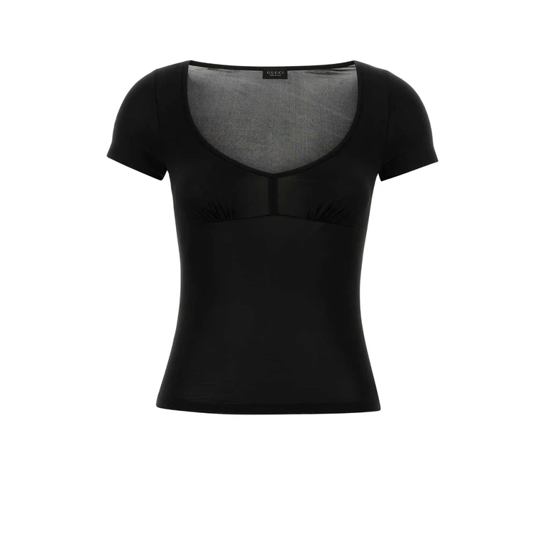 Gucci Black Stretch Jersey T-Shirt Viscose Mix - Women