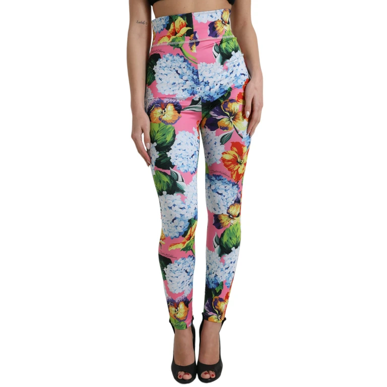 Dolce & Gabbana Multicolor Floral High Waist Leggings Pants Nylon Polyester Elastane - Women