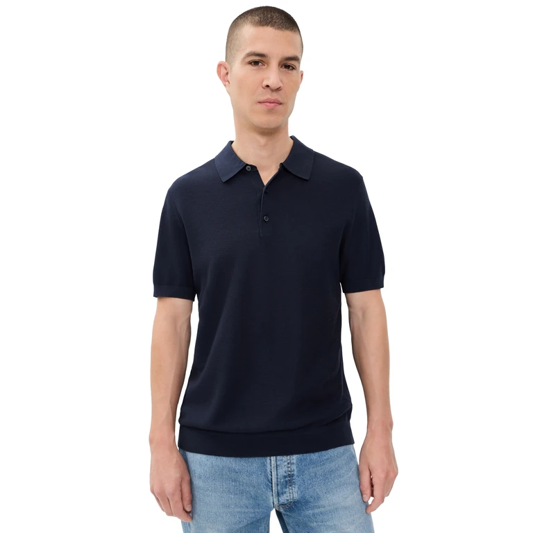 Theory Polo In Silk Cotton Nocturne Navy XL