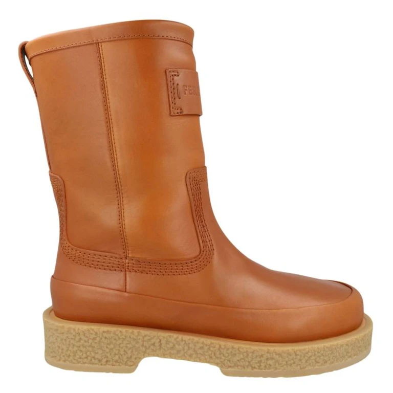 Ferragamo Ferdi Round Toe Leather Boots