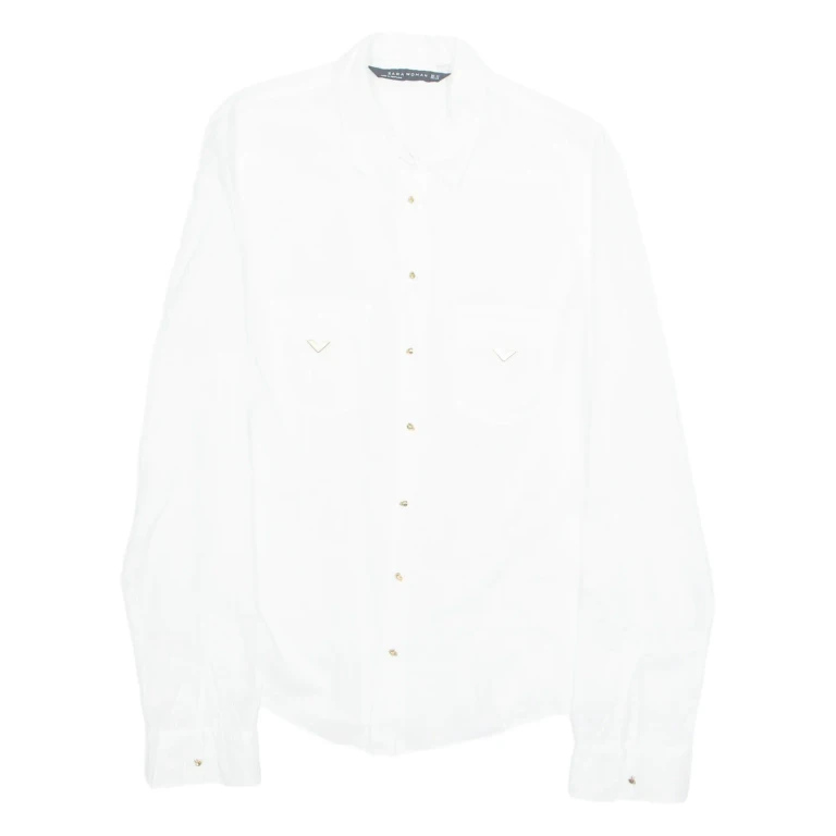 ZARA Womens Shirt White Collared Long Sleeve XS