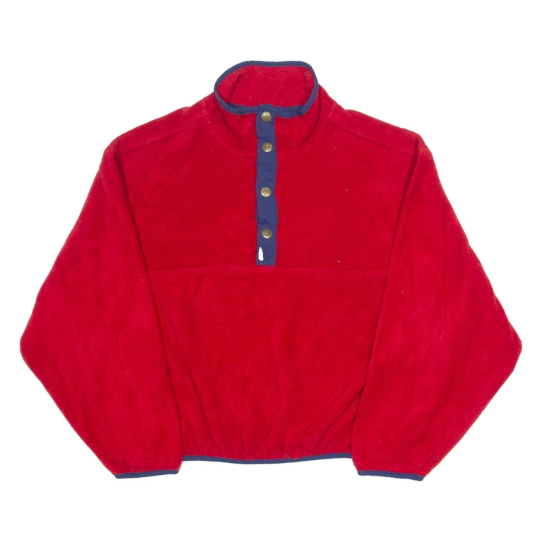 WOOLRICH Mens Jumper Red Button Neck 90s Tight Knit L