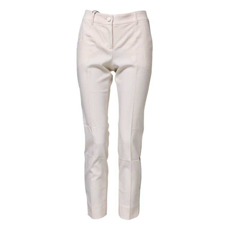 Dolce & Gabbana White Wool Tapered High Waist Pants Virgin Elastane - Women