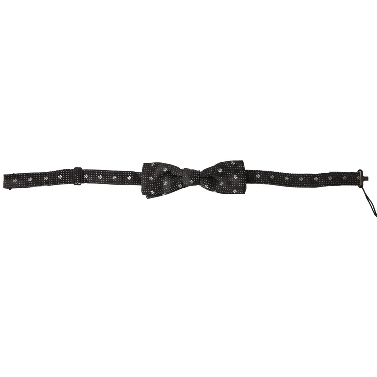 Black Patterned Silk Adjustable Men Neck Papillon Bow Tie - Men