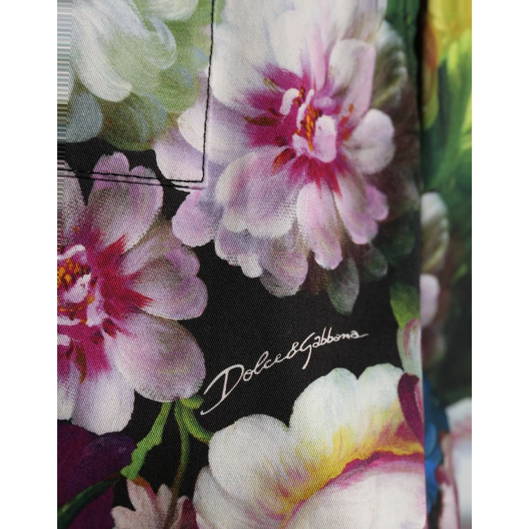 Dolce & Gabbana Multicolor Floral High Waist Wide Leg Pants Silk Elastane - Women