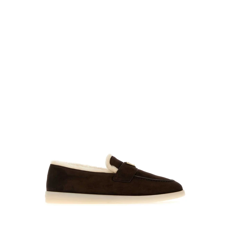 Prada Brown Suede Loafers Moro Vitello-ovisariesaries Mocassini - Men