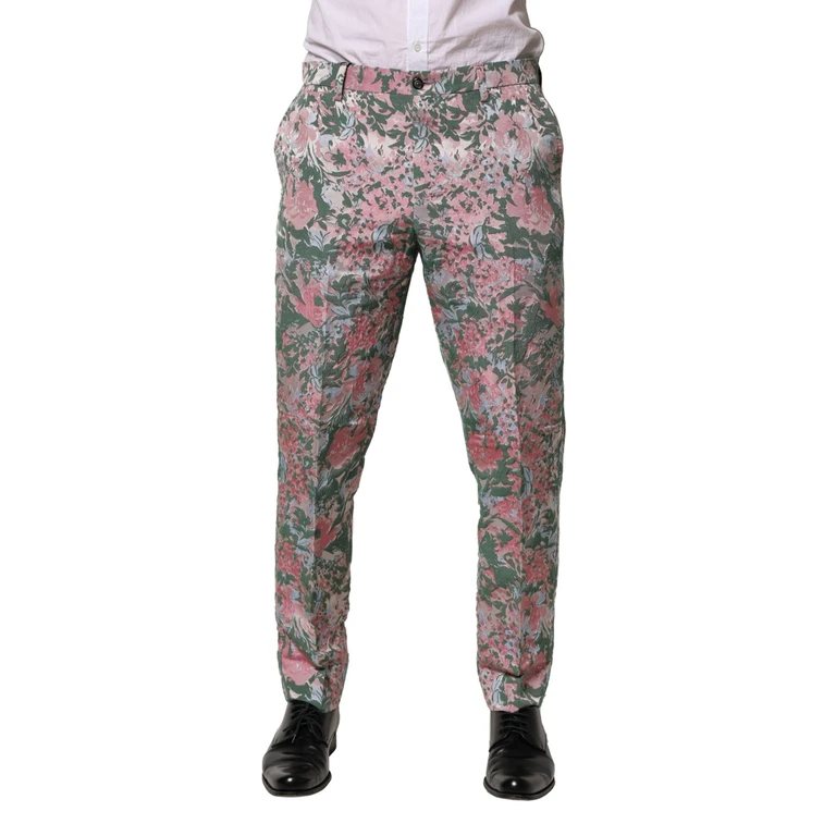 Dolce & Gabbana Multicolor Floral Jacquard Pants Nylon Cotton Acetate - Men