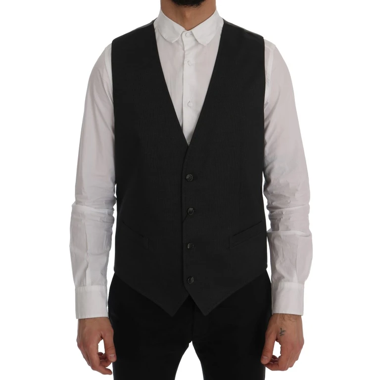 Dolce & Gabbana Gray Staff Cotton Rayon Vest Clothing - Men