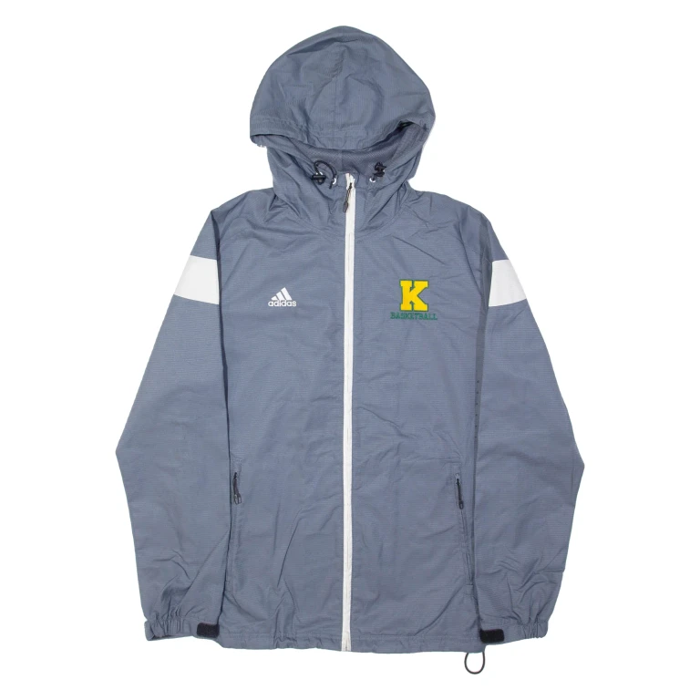 ADIDAS Mens Windbreaker Jacket Grey Hooded S