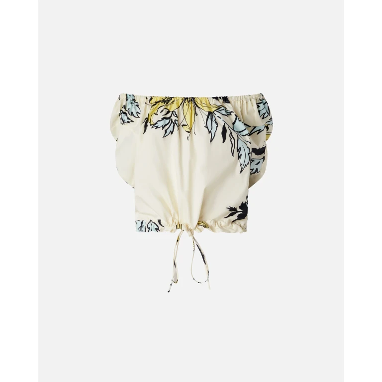 Pinko - Blouse en coton à fleurs et épaules dénudées - XXS