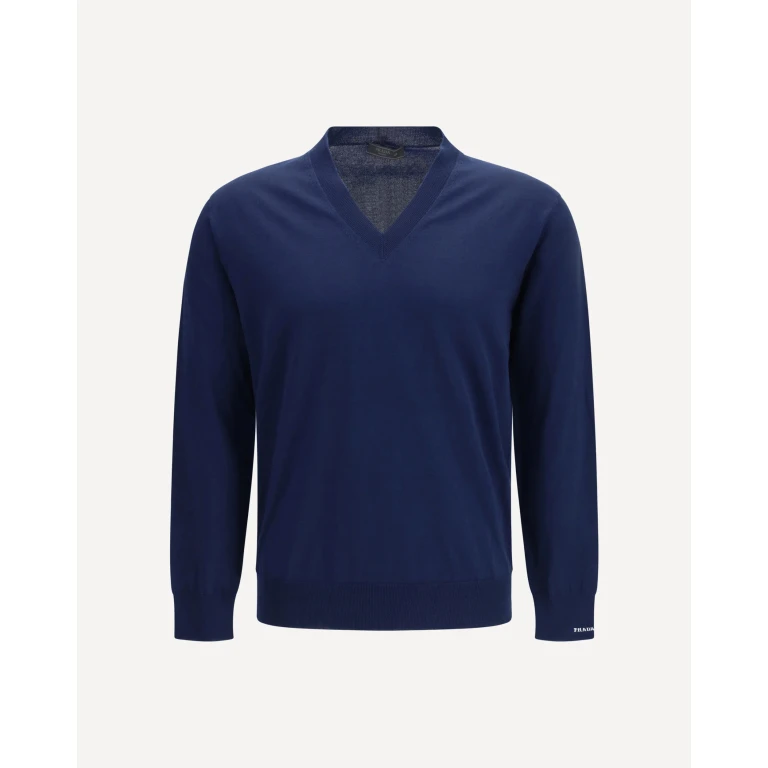 Prada Herren V-Ausschnitt Pullover aus Baumwolle, Größe 48