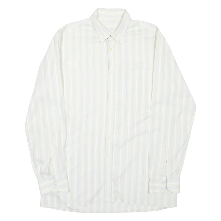 LINEO Mens Shirt Beige Striped Long Sleeve L