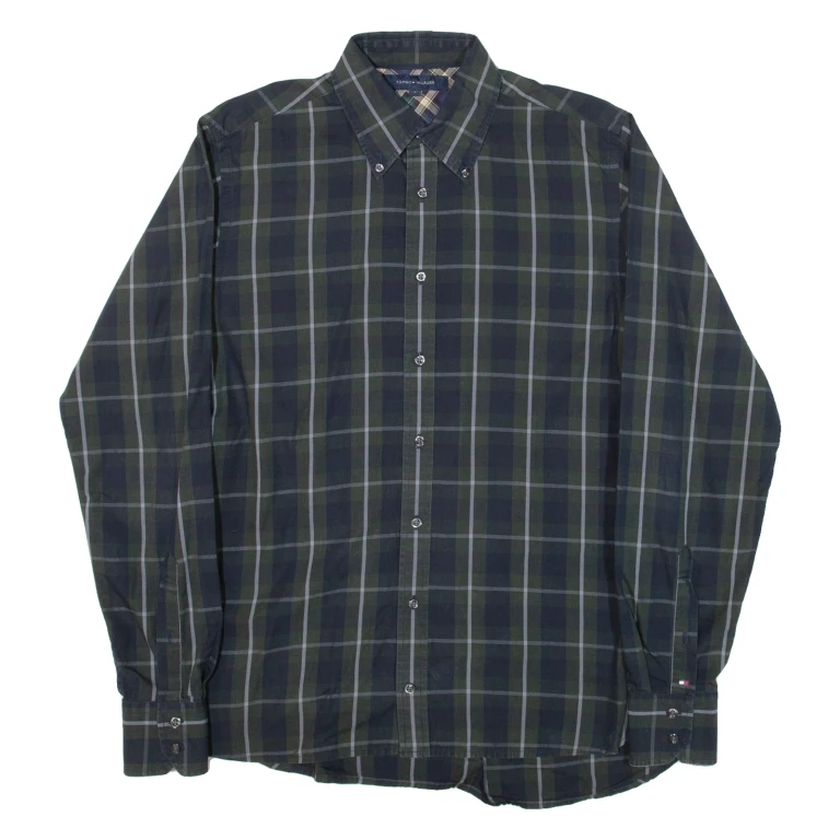 TOMMY HILFIGER Mens Shirt Blue Check Long Sleeve S (LL2-220724-7794)