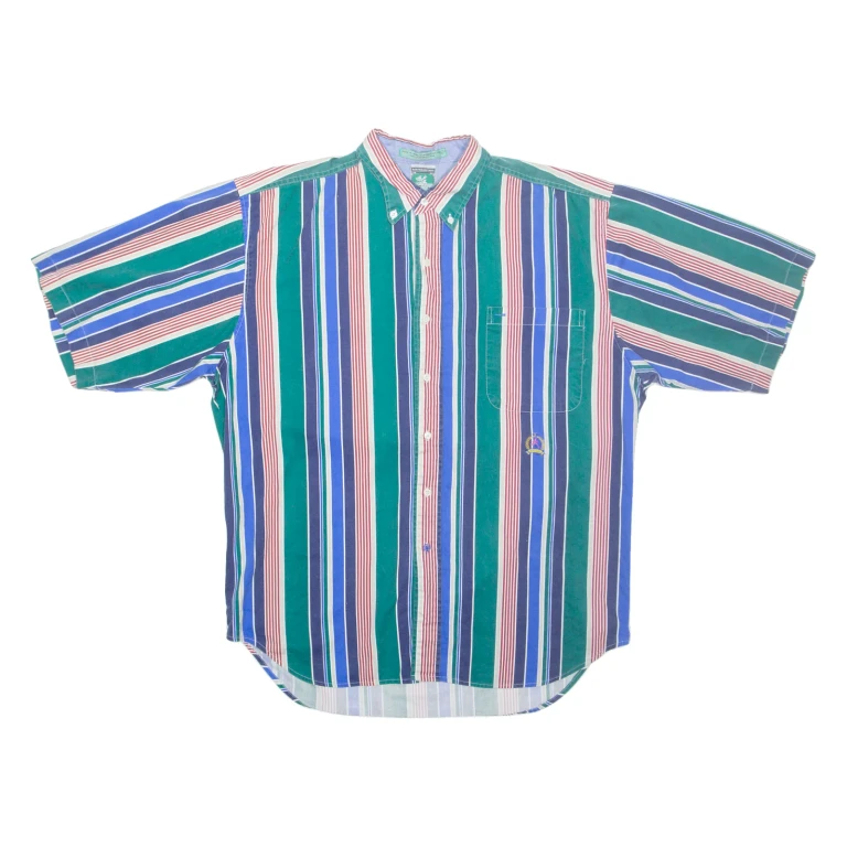 MCINTOSH & SEYMOUR Mens Shirt Green Striped L