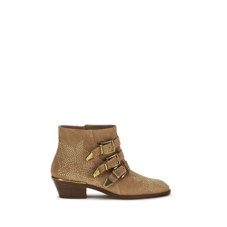 Chloé Beige Calf Leather Bos Taurus Ankle Boots - Women