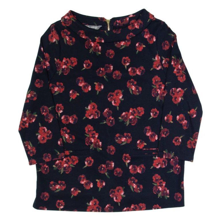 LAURA ASHLEY Womens Printed Top Black 3/4 Sleeve Floral UK 12