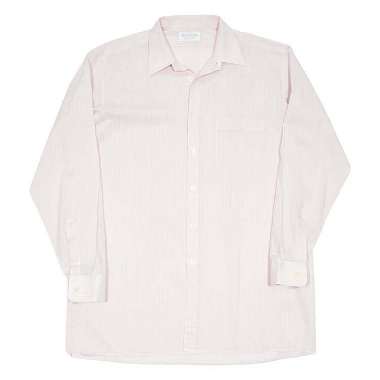 Mens Shirt Pink Striped Long Sleeve L