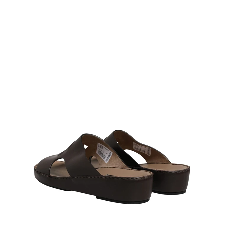 Dolce & Gabbana Brown Leather Cutout Dg Logo Sandals Shoes - Men