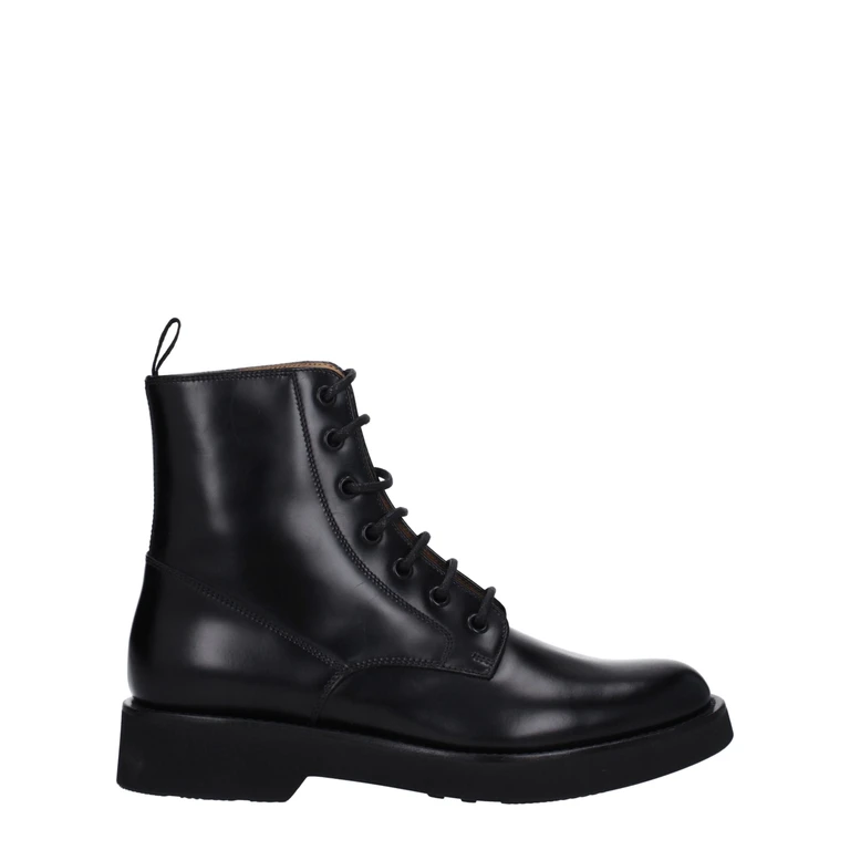 Black Leather Ankle Boots - Women