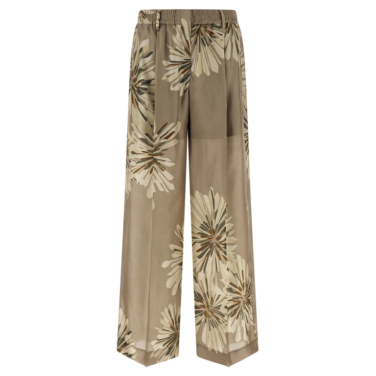 Brunello Cucinelli Bicolor Silk Casual Pants - Women