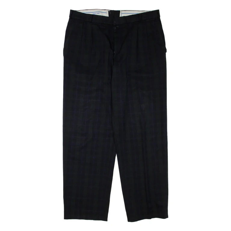GINO RIZZI Check Mens Trousers Green Regular Tapered W34 L31