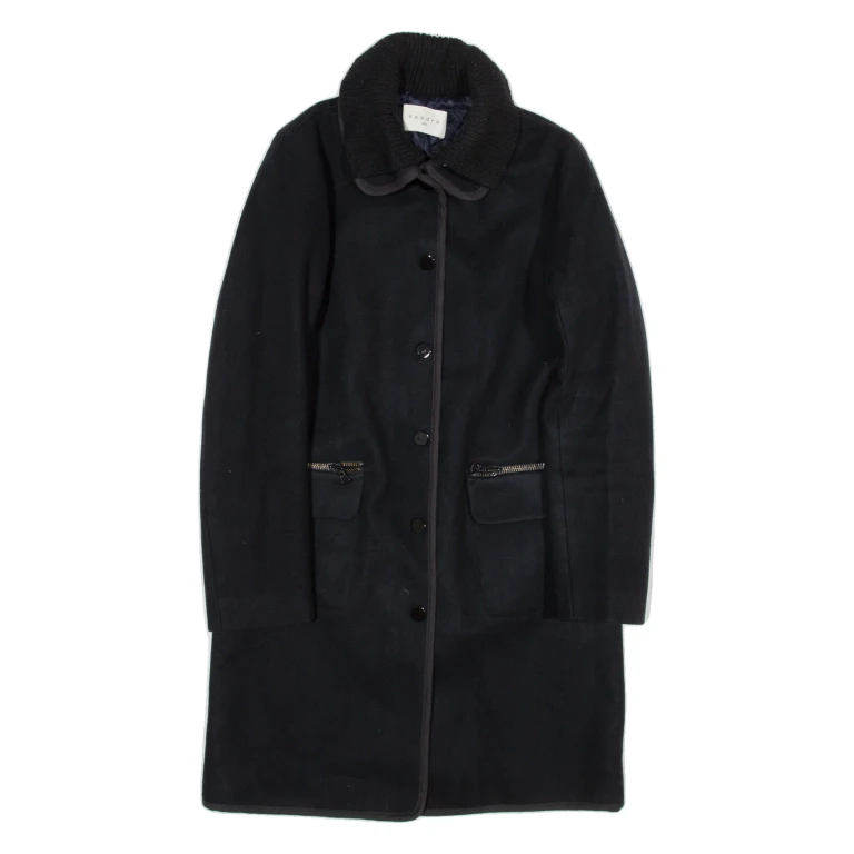 SANDRO Womens Jacket Blue Wool S