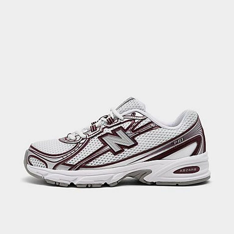 New Balance Women's 740 Casual Shoes in White/Burgundy/Silver Size: 5.5