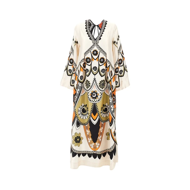 LA DOUBLE J Printed silk 'Twin Flame' long dress Woman 42