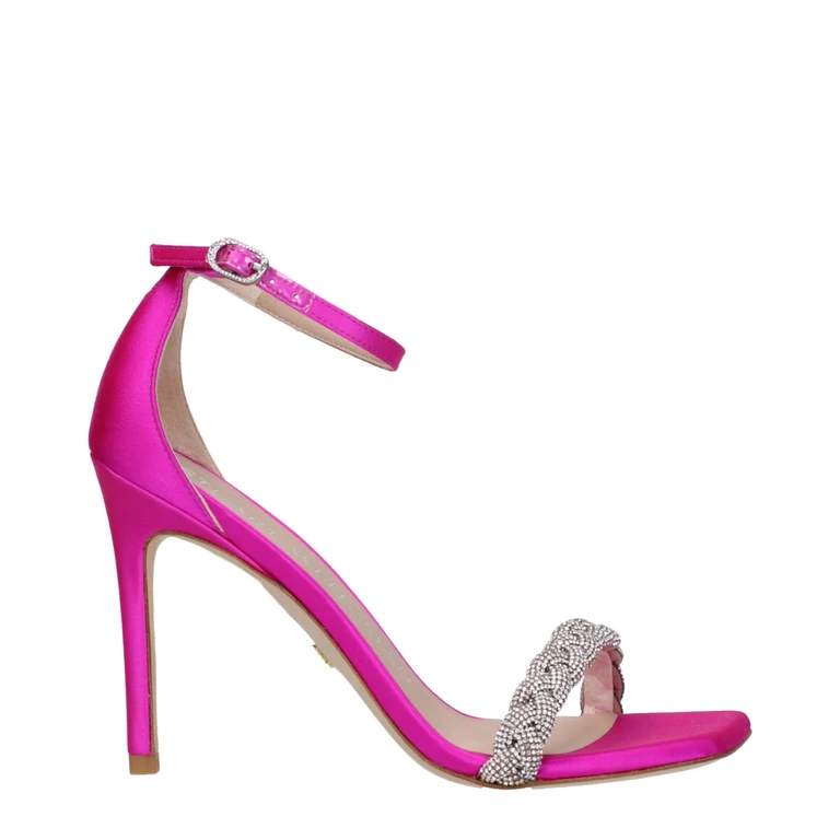 Pink Satin Stiletto Heel Sandals - Women
