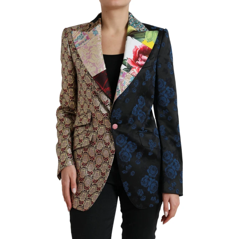 Multicolor Floral Patchwork Jacquard Jacket Clothing - Women