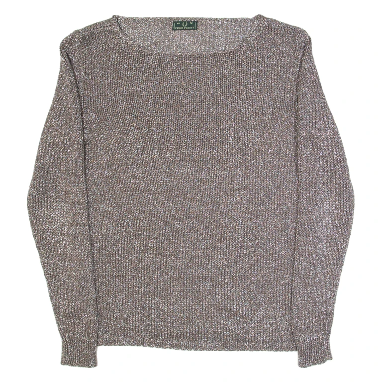 FRED PERRY Womens Jumper Brown Open Knit M