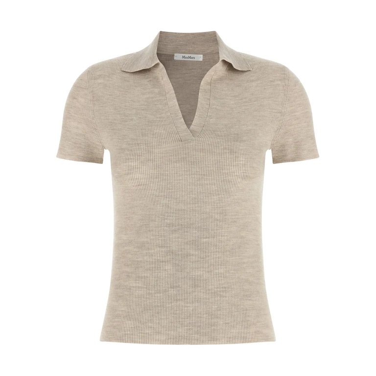 Max Mara Beige Virgin Wool Polo Shirt - Women