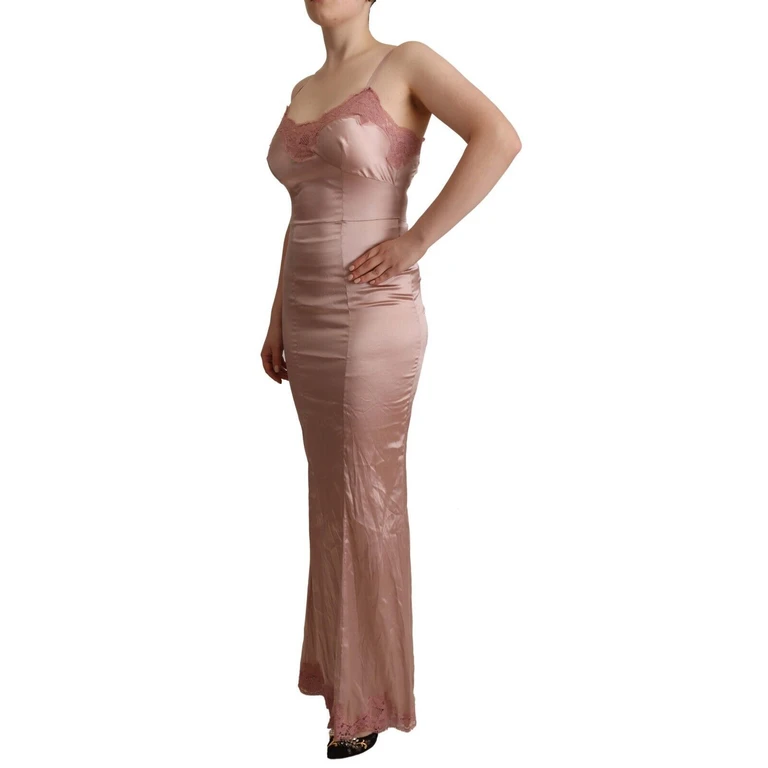 Dolce & Gabbana Pink Lace Long Bodycon Maxi Polyester Dress - Women
