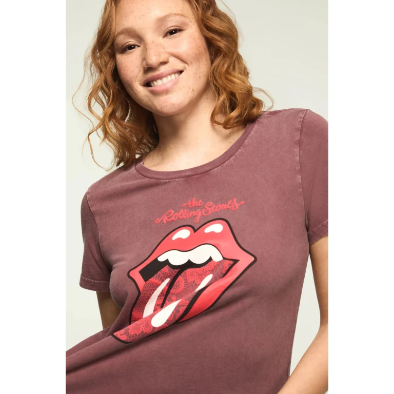 Women's Rolling Stones Lace Lips Classic Crew