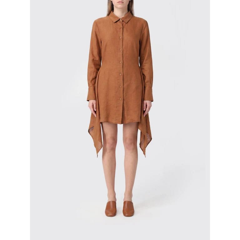 Asymmetric Linen Mini Shirt Dress (RVI000100121L)
