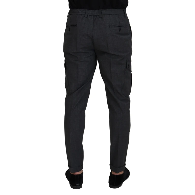 Dolce & Gabbana Gray Checked Cargo Trousers Stretch Pants Elastane - Men