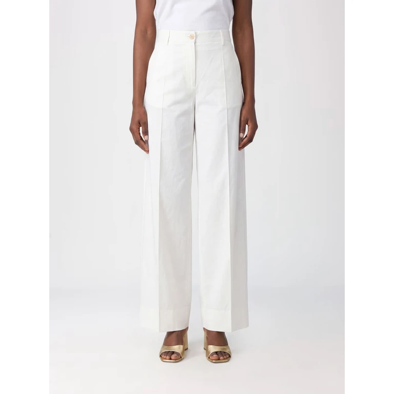 High-Waisted Wide Leg Cotton Trousers with Belt Loops (CC852CO030210)