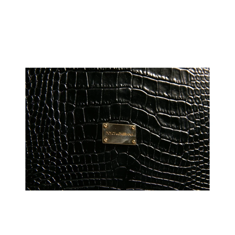 Elegant Black Leather Logo Plaque Holder Catalogue Case Calf Accessory - Men